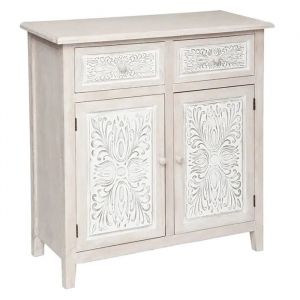 Buffet meuble de rangement 2 portes et 2 tiroirs - Longueur 80 x Profondeur 34 x Hauteur 85 cm