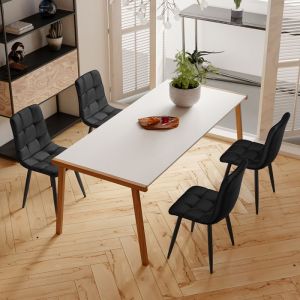 Lot de 4 Chaises Salle à Manger Chaise Rembourrée en Velours Tabouret de Bar Chaise Sans Accoudoir Chaise Scandinave Noir