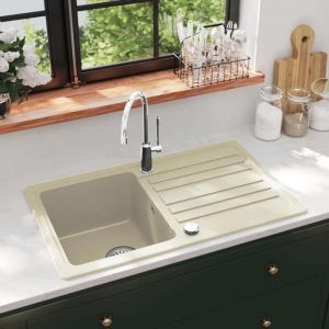 (ON SALE)Vasque/Lavabo de cuisine - Évier de cuisine Granit Seul lavabo - Beige 25130