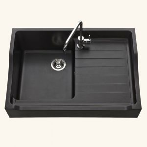 &Eacute;vier timbre doffice granit noir K&uuml;mbad TAMARIN 1 bac 1 &eacute;gouttoir