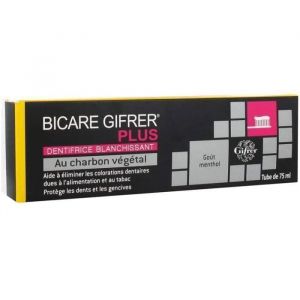 Dentifrice Blanchissant - Gifrer - Bicare Plus - Charbon V&eacute;g&eacute;tal - 75 ml - Menthol Rafra&icirc;chissant