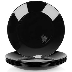 Set dAssiettes Creuses Vilde - Verre Opale - 255 x 255 cm - Noir