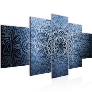 Runa art Tableau Décoration Murale Mandala Abstrait 200x100 cm - 5 Panneaux Deco Toile Prêt à Accrocher 101251b