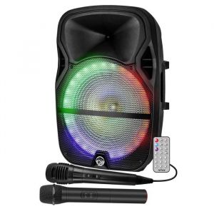Enceinte sono MyDeejay MDJ15 Ring LED - Reconditionné / occasion RVB 700W 15 USB BT TWS Micros VHF et filaire Télécommande