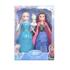 Poup&eacute;es - RESTEQ - Elsa et Anna - 28 cm - Figurine Olaf incluse - Cadeau id&eacute;al