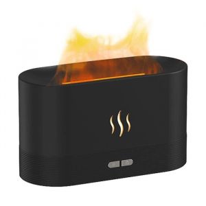 Homgeek Humidificateur noir à brume Flamme de simulation 2 Luminosité Veilleuse USB Aromathérapie Diffuseur dhuiles essentielles