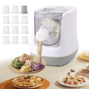 Machine &agrave; p&acirc;tes &eacute;lectrique professionnelle LEXLIFE automatique 260W - 12 moules &agrave; p&acirc;tes + 1 moule &agrave; boulettes - Blanc