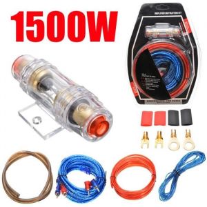 Câble-fil1 Set 60A AGU Fusible 18GA B 1500W Câble Audio de Voiture Kit Ampli Amplificateur RCA Subwoofer Fil de [F417357955]