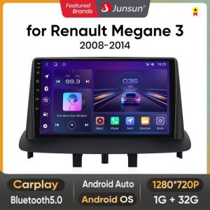Autoradio 9 pouces Android 13 Carplay voiture pour Renault Megane 3 2008-2014  &Eacute;cran Tactile GPS RDS WIFI Bluetooth Junsun