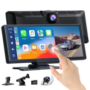 CAMPARK 10 Autoradio Carplay sans Fil Caméra avant 2.5K+1080P Caméra de recul Écran Tactile pour Apple Carplay/Android Auto