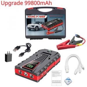 Booster Batterie Voiture 99800mAh 12V 5000A D&eacute;marreur Puissant Portable avec Double Sortie USB Chargeur Batterie de Secours