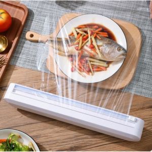 Kalavika Distributeur de Film Alimentaire Étirable Dérouleur Coupe-Film aluminium Papier en ABS Outils de Cuisine 37 * 62 * 52 cm