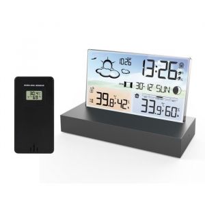 Station m&eacute;t&eacute;o avec &eacute;cran couleur LCD et capteur de temp&eacute;rature int&eacute;rieure-ext&eacute;rieure