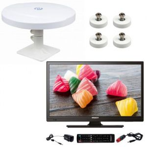 Pack ANTARION TV LED 18.5 47cm T&eacute;l&eacute;viseur HD 12V + Antenne TNT Camping Car + 4 Aimants