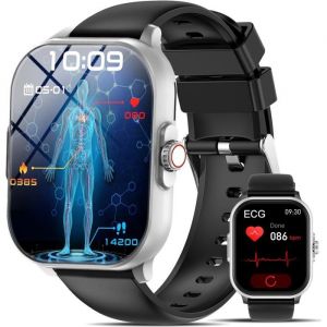 Montre Connect&eacute;e Homme Ecg/Hrv 2.01 Smartwatch Sant&eacute; Avec Appel Bluetooth Fr&eacute;quence Cardiaque Tension Art&eacute;rielle Spo2 Moniteu