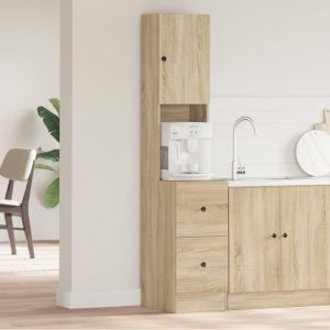 Moderne Meuble Colonne de cuisine - Armoire de cuisine Chêne Sonoma 35x50x180 cm en bois aggloméré FR(90265079)
