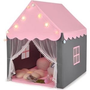 GOPLUS Tente de Jeu pour Enfant Intérieur et ExtérieurTipi de Jardin pour Garçons/Filles avec Tapis ÉpaisLumières dÉtoile