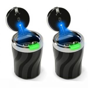 Cendrier voiture 2 Pièces Cendrier Cendrier voiture anti odeur Lumière LED automatique étanche ignifuge résistant aux yd