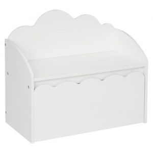 Banc coffre pour enfant en bois coloris blanc - Longueur 60 x Profondeur 534 x Hauteur 30 cm