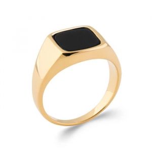 Bague Chevalière Onyx et Plaqué Or 18 CARATS - BIJOUXIA - Tailles 52 à 70