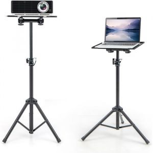 COSTWAY Trépied pour Projecteur - Hauteur Réglable 70-1185CM Plateau inclinable Goupille de Sécurité - Support Videoprojecteur