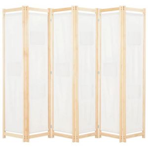 Paravent 6 Panneaux Crème 240x170  cm Cloison de Séparation Tissu Style Elégante Ecran dintimité Paravent Interieur