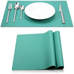 Lot de 2 grands sets de table en VIPITH，set de table rectangulaire en silicone isolation thermique set de table western- vert
