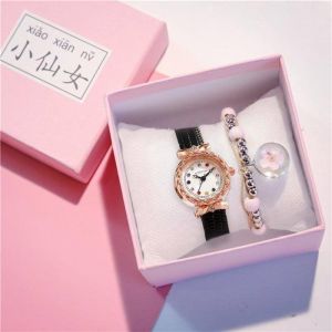 Coffret Cadeau Montre Fille Enfant Ado - Montre Femme - Cadeau Pour Enfants Ado - Mignon bracele - Noir