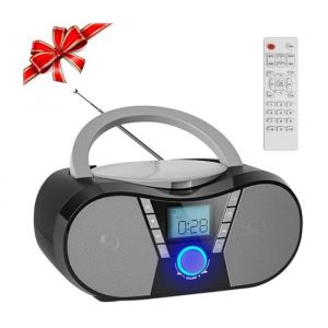 Lecteur CD Portable Enfant Boombox Bluetooth Poste Radio CD avec écouteurs Support Radio FM Fonction mémoire Prise USB AUX 3 Label