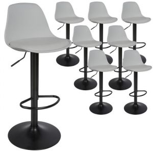 HOMEWELL. Lot de 8 tabourets de bar en polyuréthane Spray gris clair