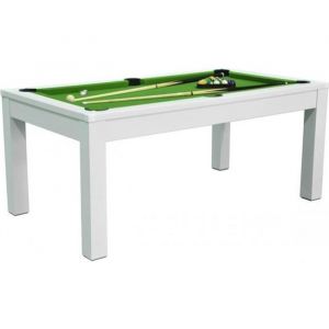 Table de billard convertible en table &agrave; manger - Meyer - 6FT - Blanc - Tapis Vert