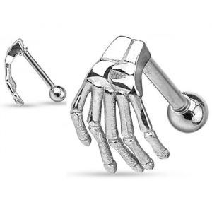 Piercing Arcade Main Squelette Sourcil Oreille Helix Acier Chirurgical Inoxydable anti allergique CONNOR Gris Argent&eacute; LOVEPIERCING