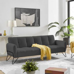 Banquette 3 places clic-clac en microfibre anthracite - VINTEX