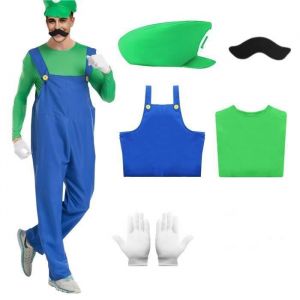 Mario Costume Homme Femme Classique Fr&egrave;res D&eacute;guisement Adulte - Vert