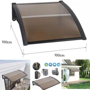 MIPAN.Auvent de Porte Aluminium - Auvent Marquise Dentr&eacute;e Dentr&eacute;e R&eacute;sistante Toit Abri Contre La Pluie et UV - 100x100 cm