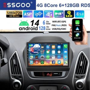 Autoradio Android 9 pouces - ESSGOO - 6+128 Go - Hyundai Tucson ix35 2010-2015 - CarPlay - Android Auto - Bluetooth 5.0