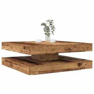 SALE 2025Table basse - Table d&rsquo;Appoint de Salon - rotative &agrave; 360 degr&eacute;s - vieux bois - 90x90x345 cm411 Kg 8850
