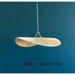 SUSPENSION RAPHIA GAMME SOLÈNE TAILLE L SUSPENSION EN OSIER LUMINAIRE ABAT-JOUR EN RAPHIA