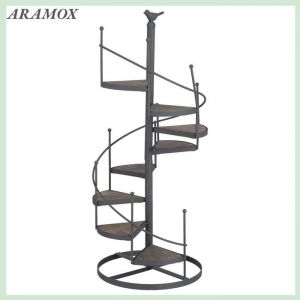 Support &agrave; plantes escalier en colima&ccedil;on &eacute;tag&egrave;re en fer et en bois pour plantes chaussures rangement de salle de bain support