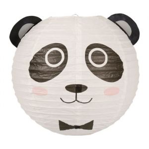 PANDA Suspension boule Japonaise - Ø 35 cm - Papier - Blanc et noir