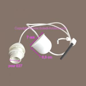 C&acirc;ble &eacute;lectrique blanc avec Douille E27 pour Suspension lampe Cordon longueur 1 m avec cache-douille - Unique
