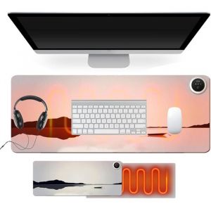 Tapis de Souris Chauffant 80x30cm Tapis de Bureau sous Main avec 3 Temp&eacute;ratures R&eacute;glables R&eacute;sistant &agrave; eau Tapis M TAPIS DE SOURIS