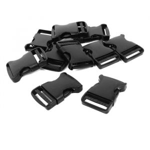 Boucle à dégagement latéral     Plastique pour 32mm Largeur du sangle Attache sac à bagages sac à dos Ceinture Noir 10Pcs