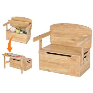 GOPLUS Chaise Enfant 3-7 Ans ConvertibleBureau/Banc/Coffre 3 en 1Tige PneumatiquePoignée CachéeCoin RondNaturel