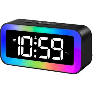 R&eacute;veil Lumi&egrave;re GLIME Lampe R&eacute;veil Veilleuse Lumi&egrave;re RGB LED C&acirc;ble USB Tactile Contr&ocirc;le Multi-Mode Sunrise/Sunset/Snooze/Radio FM