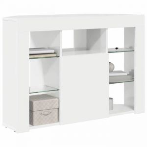 Meuble TV LED dAngle - MVS - Table de T&eacute;l&eacute;visionunit&eacute; TV Blanc brillant 104 x 40 x 68cm 730105