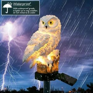 Lampe solaire de jardin hibou lampe solaire à LED extérieure lampe décorative hibou pour léclairage - blanc