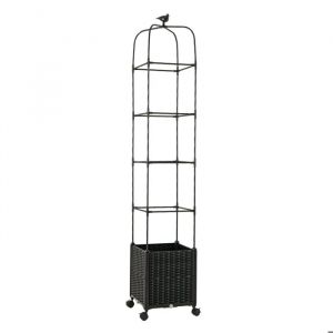 COSTWAY Jardinière Surélevée 211CM 2 en 1 avec Bac à Planter et Treillis Roues Verrouillables Hauteur Réglable Auto-Arrosant