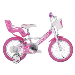 DINO V&eacute;lo Enfant fille - 16 - 6/7 ans - Blanc et rose
