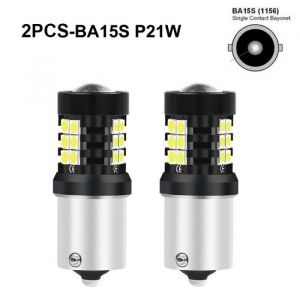 2X-BA15S P21W White -ANMINGPU – 2 lampes de signalisation Canbus 1156 Led P21W BA15S BAU15S PY21W 3030SMD 1157 ampoule Led BAY15D